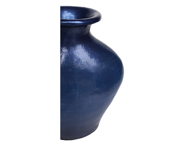 Dark Blue Terracotta Vase – Earth Collection - dharmasiadja.com - Closeup View