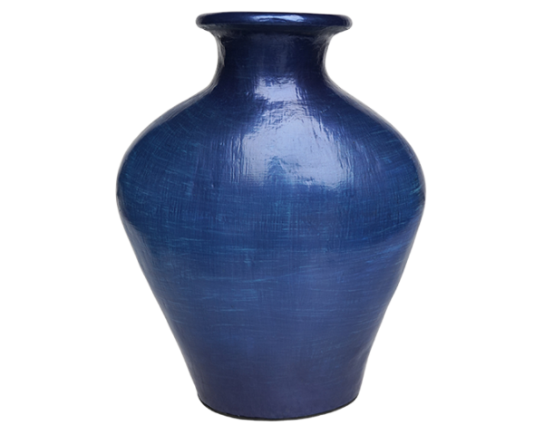 Dark Blue Terracotta Vase – Earth Collection - dharmasiadja.com - Front View