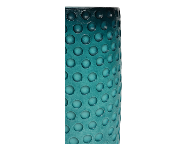 Dotted Ocean Blue Terracotta Vase – Earth Collection - dharmasiadja.com - Closeup View