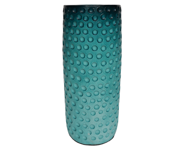 Dotted Ocean Blue Terracotta Vase – Earth Collection - dharmasiadja.com - Front View