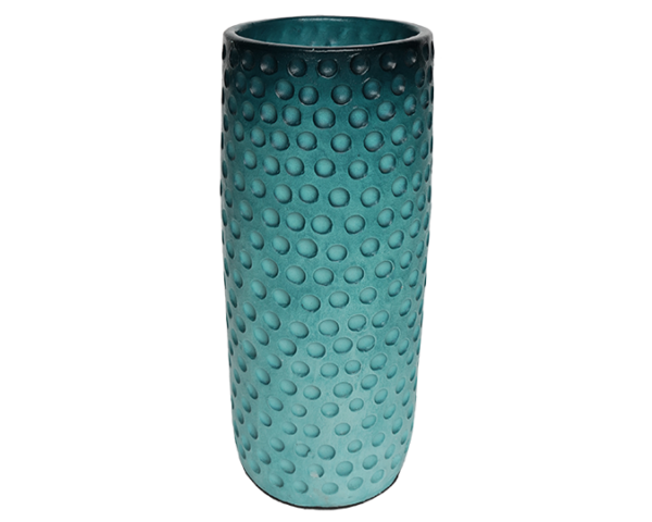 Dotted Ocean Blue Terracotta Vase – Earth Collection - dharmasiadja.com - Top View