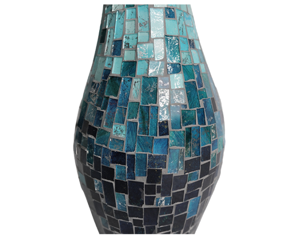 Mosaic Vase - Aqua Blue - dharmasiadja.com - Closeup View