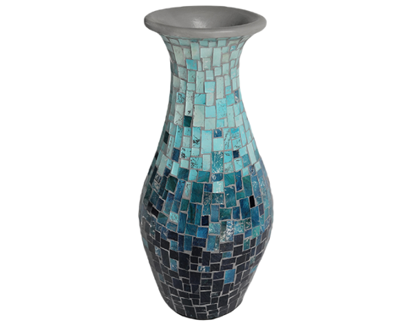 Mosaic Vase - Aqua Blue - dharmasiadja.com - Front Top View