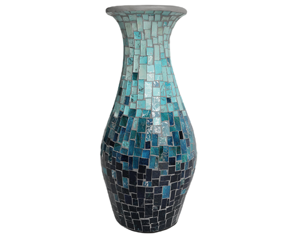 Mosaic Vase - Aqua Blue - dharmasiadja.com - Front View