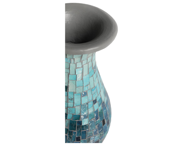 Mosaic Vase - Aqua Blue - dharmasiadja.com - Half View