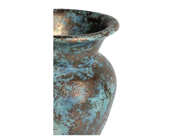 Rustic Blue and Gold Terracotta Vase - Earth Collection - dharmasiadja.com - Closeup View