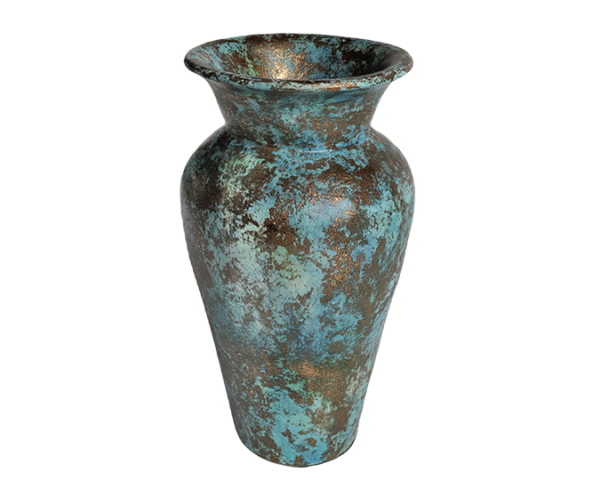 Rustic Blue and Gold Terracotta Vase - Earth Collection - dharmasiadja.com - Front Top View