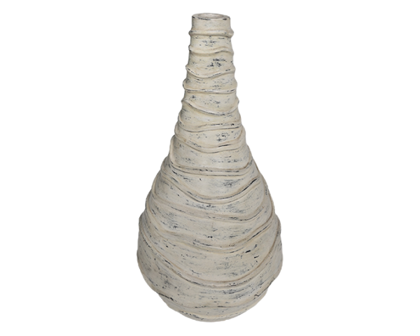 Rustic White Terracotta Vase – Earth Collection - dharmasiadja.com - Front View