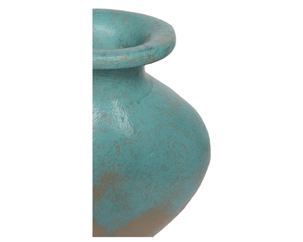 Sky Blue Terracotta Vase – Earth Collection - dharmasiadja.com - Closeup View