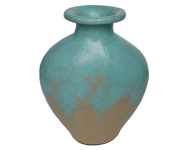 Sky Blue Terracotta Vase – Earth Collection - dharmasiadja.com - Top View