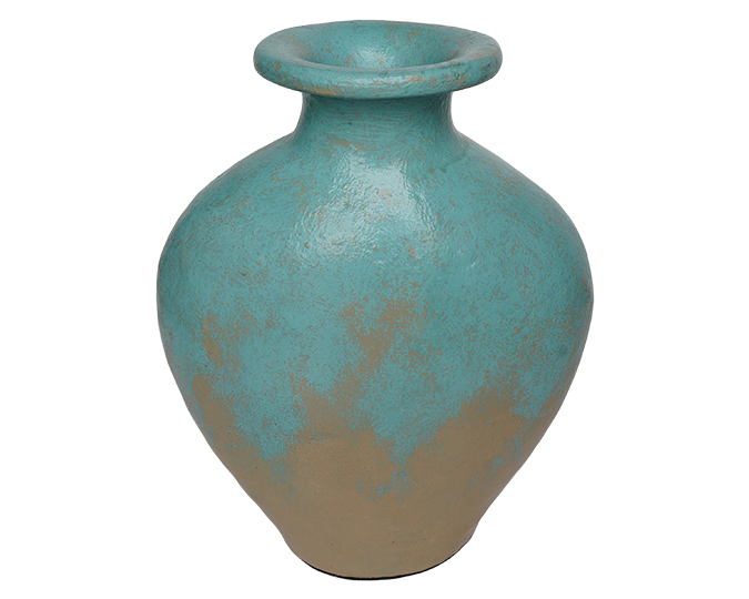 Sky Blue Terracotta Vase – Earth Collection - dharmasiadja.com - Top View